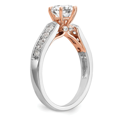 1.00ct. CZ Solid Real 14K White Gold u0026 Rose Engagement Ring