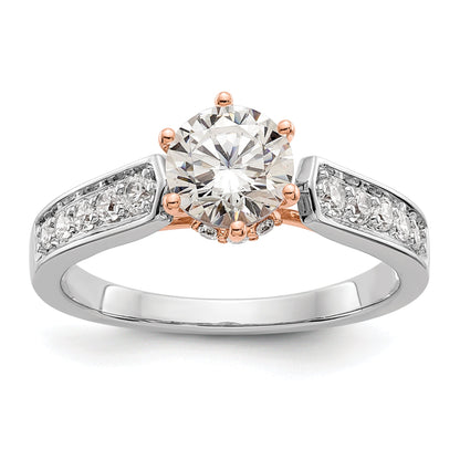 1.00ct. CZ Solid Real 14K White Gold u0026 Rose Engagement Ring