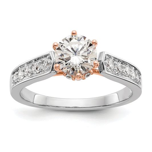 1.00ct. CZ Solid Real 14K White Gold u0026 Rose Engagement Ring