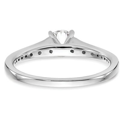 0.31ct. CZ Solid Real 14K White Gold Peg Set Engagement Ring