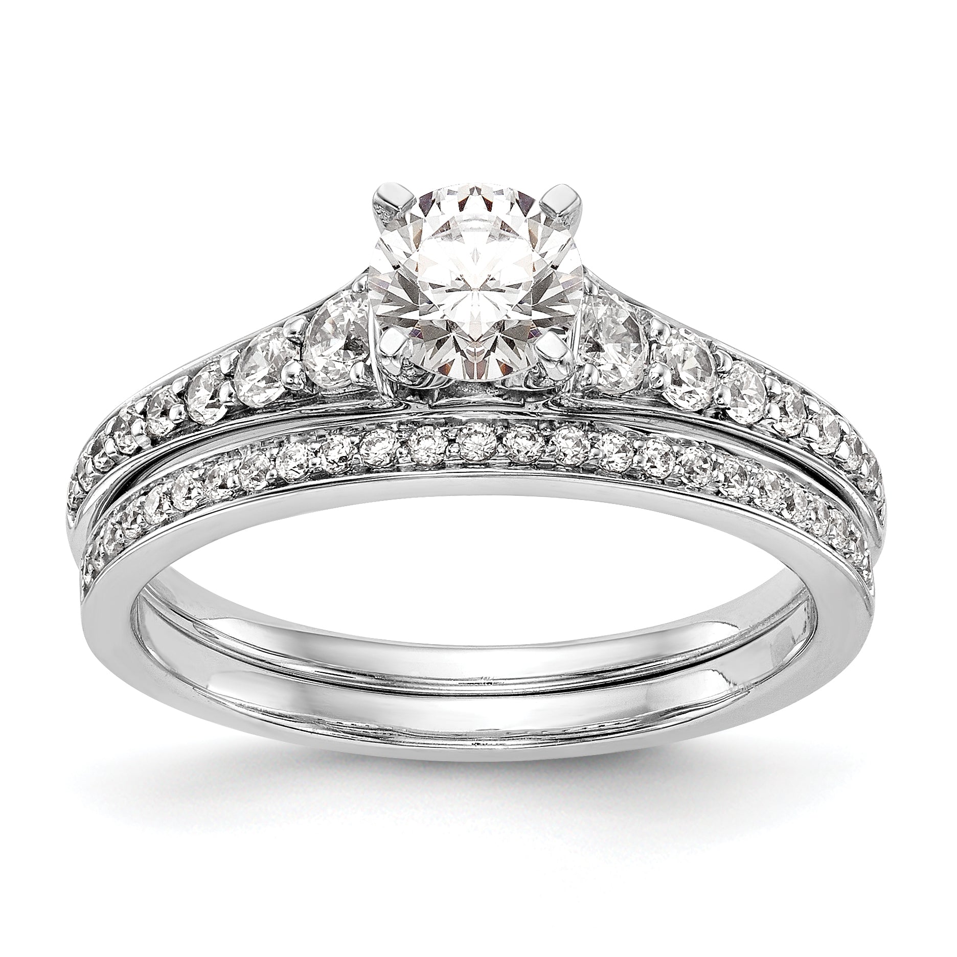 0.31ct. CZ Solid Real 14K White Gold Peg Set Engagement Ring