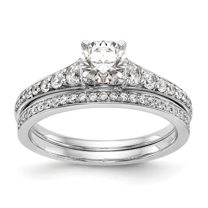 0.31ct. CZ Solid Real 14K White Gold Peg Set Engagement Ring