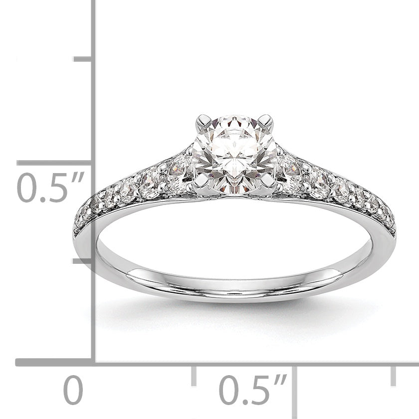 0.31ct. CZ Solid Real 14K White Gold Peg Set Engagement Ring