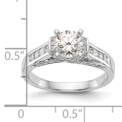 0.55ct. CZ Solid Real 14K White Gold Peg Set Engagement Ring