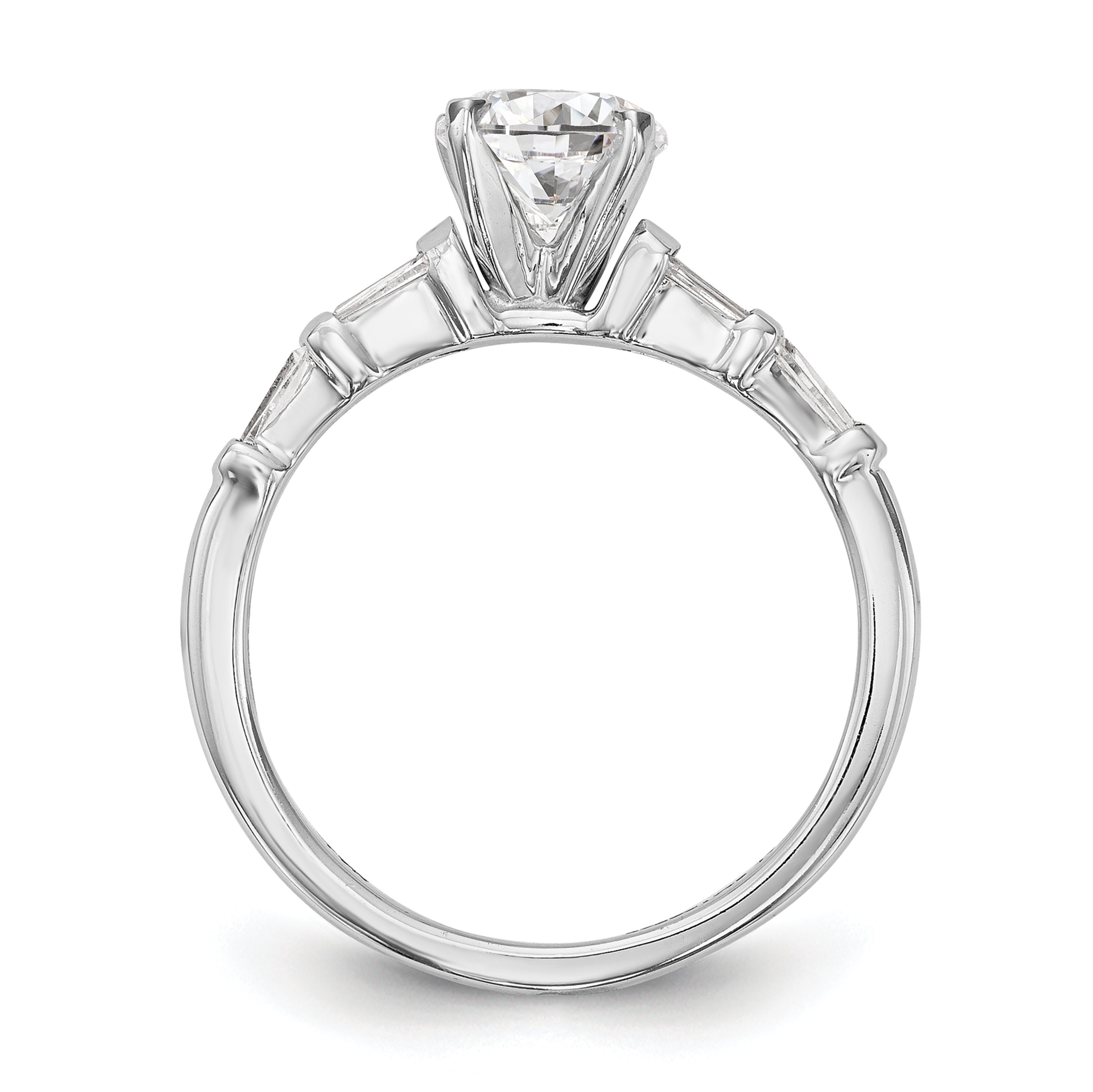 0.40ct. CZ Solid Real 14K White Gold Peg Set Engagement Ring