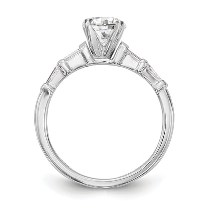 0.40ct. CZ Solid Real 14K White Gold Peg Set Engagement Ring