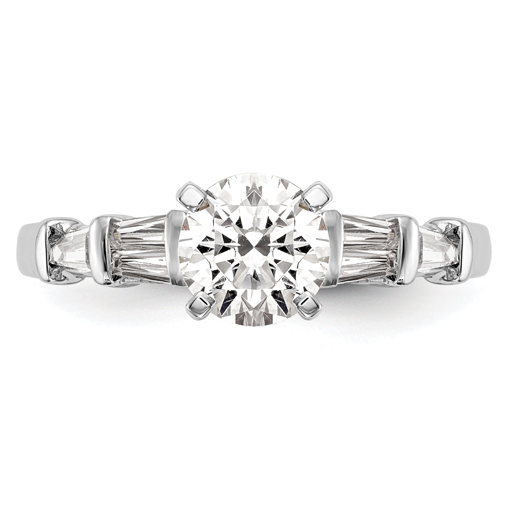 0.40ct. CZ Solid Real 14K White Gold Peg Set Engagement Ring