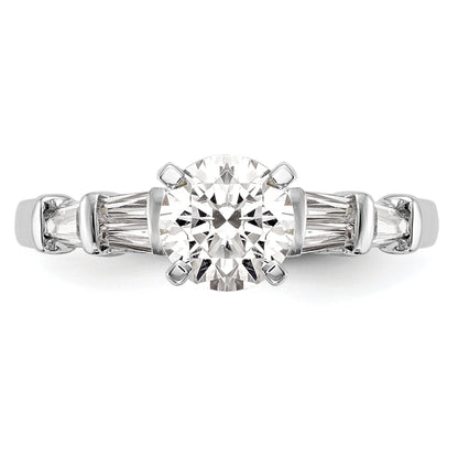 0.40ct. CZ Solid Real 14K White Gold Peg Set Engagement Ring