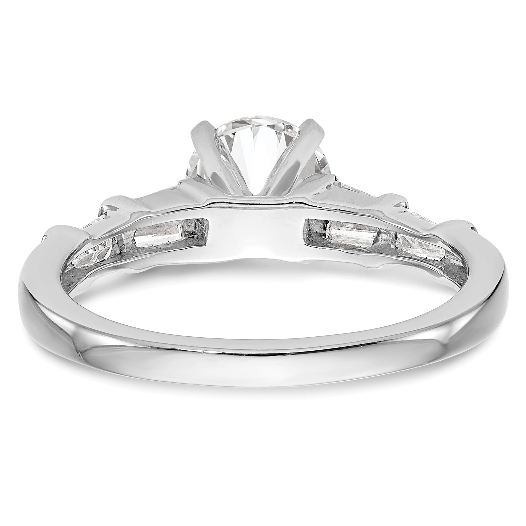 0.40ct. CZ Solid Real 14K White Gold Peg Set Engagement Ring