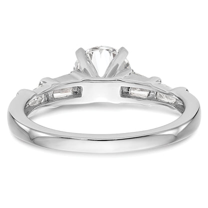 0.40ct. CZ Solid Real 14K White Gold Peg Set Engagement Ring