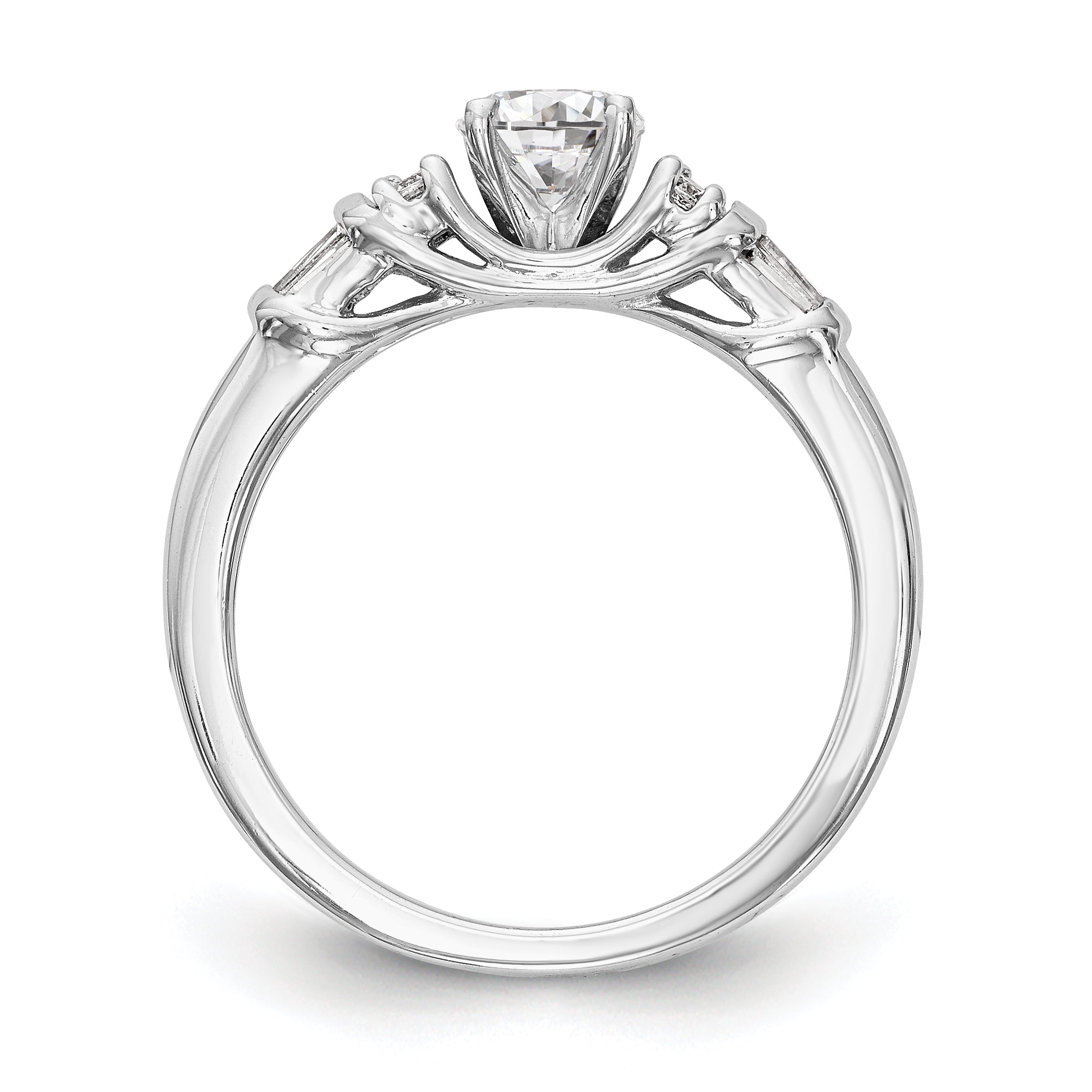 0.30ct. CZ Solid Real 14K White Gold Peg Set Engagement Ring