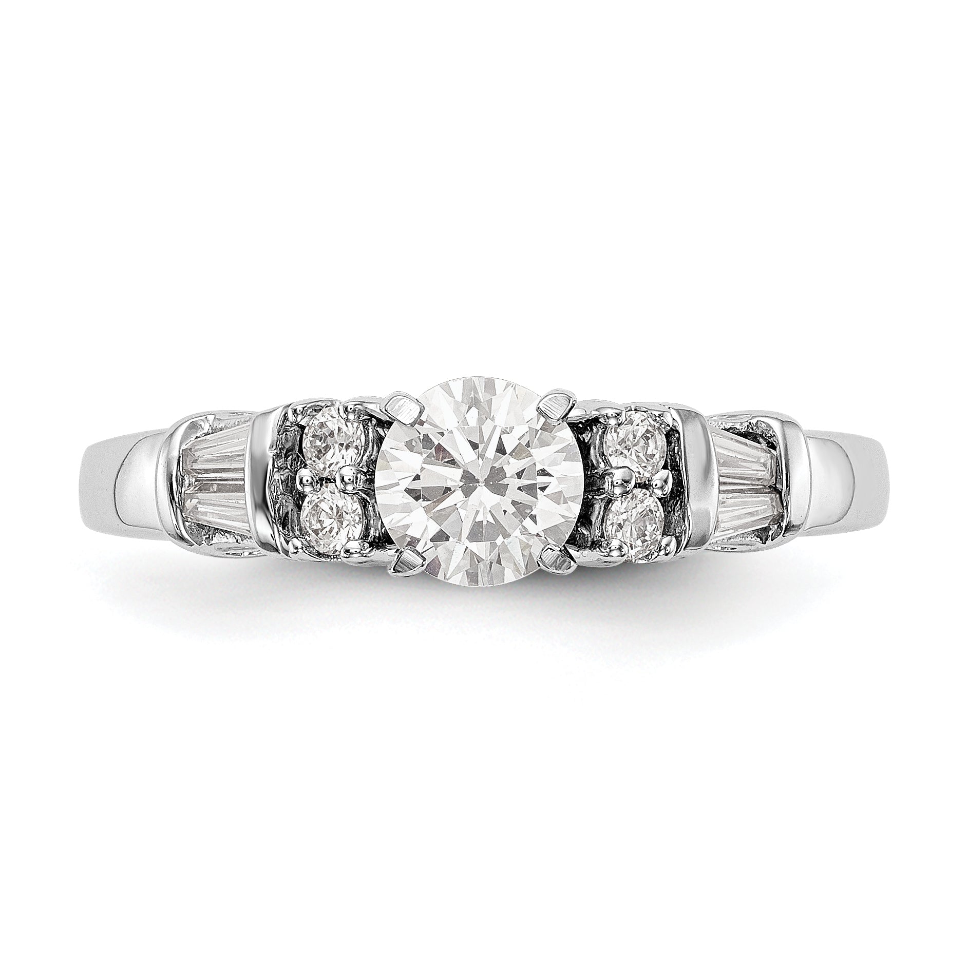 0.30ct. CZ Solid Real 14K White Gold Peg Set Engagement Ring
