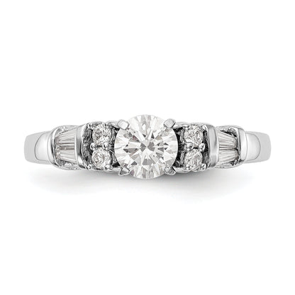 0.30ct. CZ Solid Real 14K White Gold Peg Set Engagement Ring