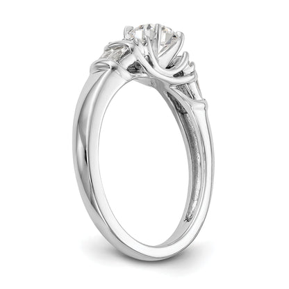 0.30ct. CZ Solid Real 14K White Gold Peg Set Engagement Ring