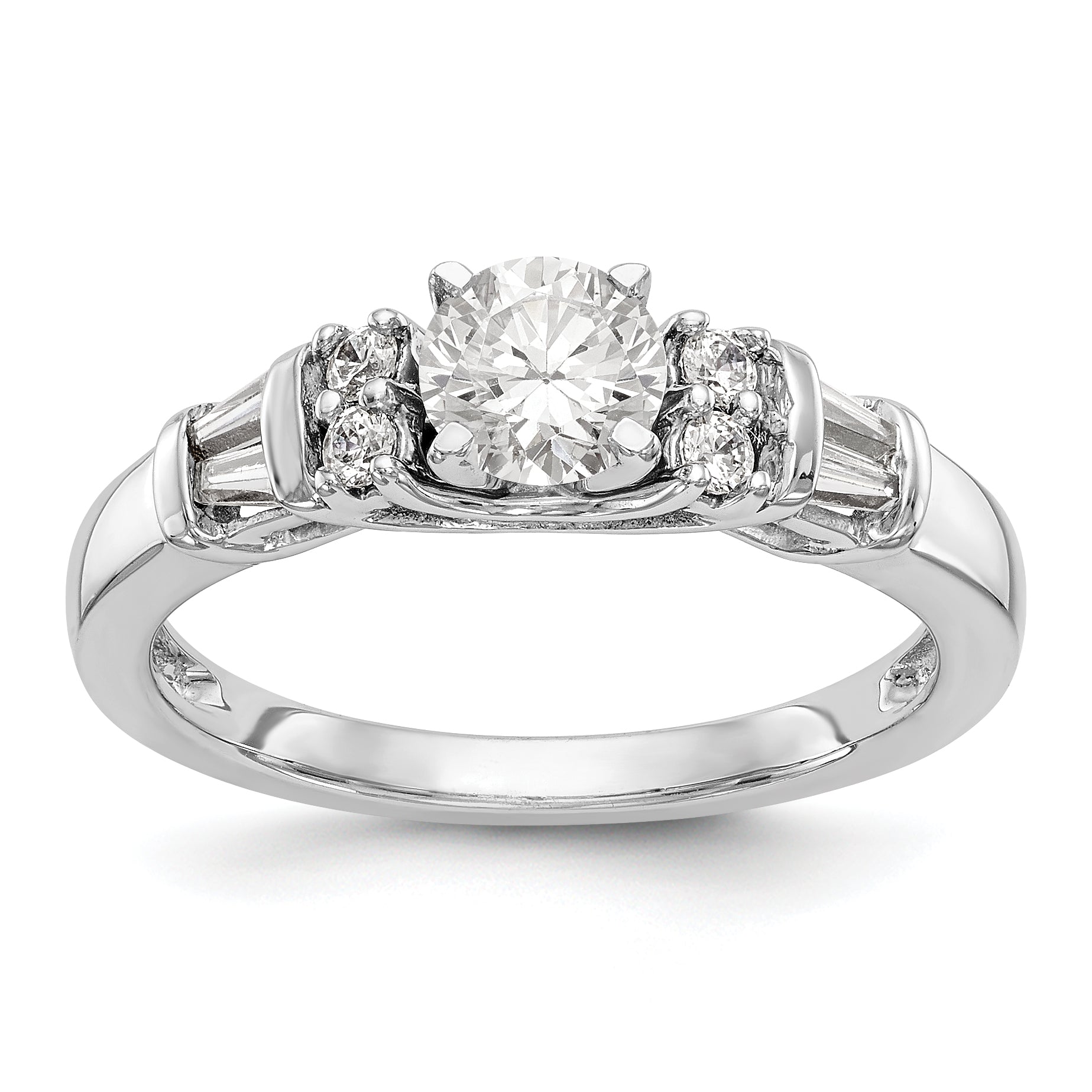 0.30ct. CZ Solid Real 14K White Gold Peg Set Engagement Ring
