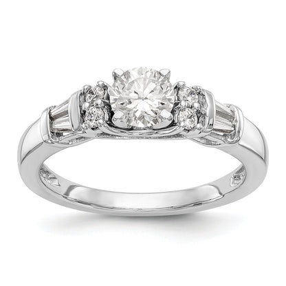 0.30ct. CZ Solid Real 14K White Gold Peg Set Engagement Ring