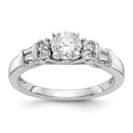 0.30ct. CZ Solid Real 14K White Gold Peg Set Engagement Ring