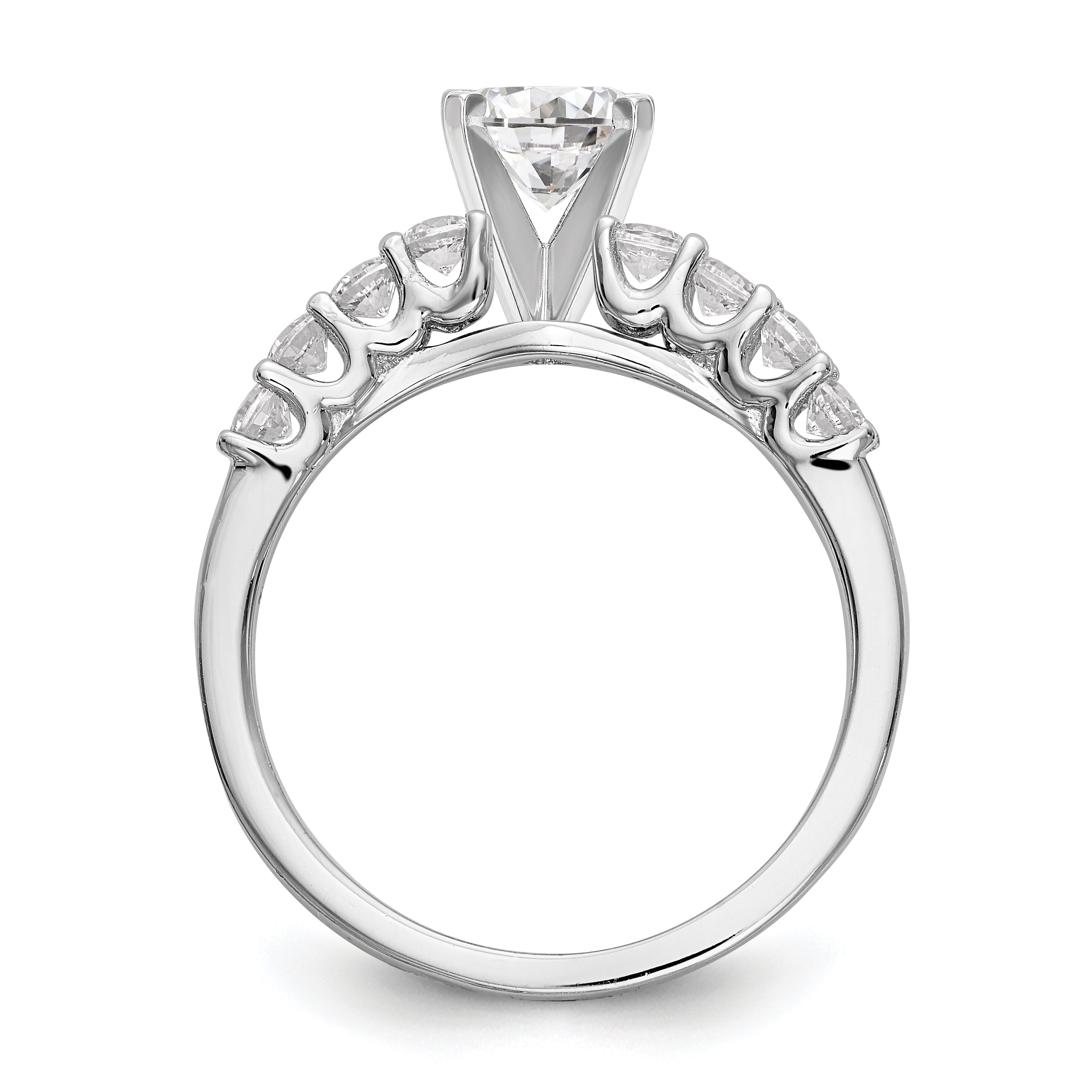 0.31ct. CZ Solid Real 14K White Gold Peg Set Engagement Ring