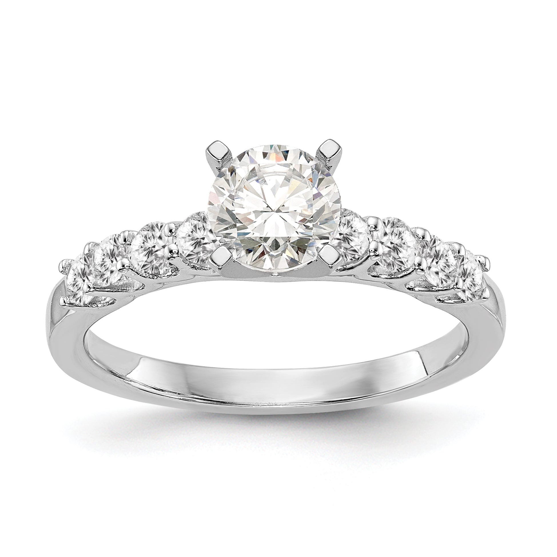 0.52ct. CZ Solid Real 14K White Gold Peg Set Engagement Ring