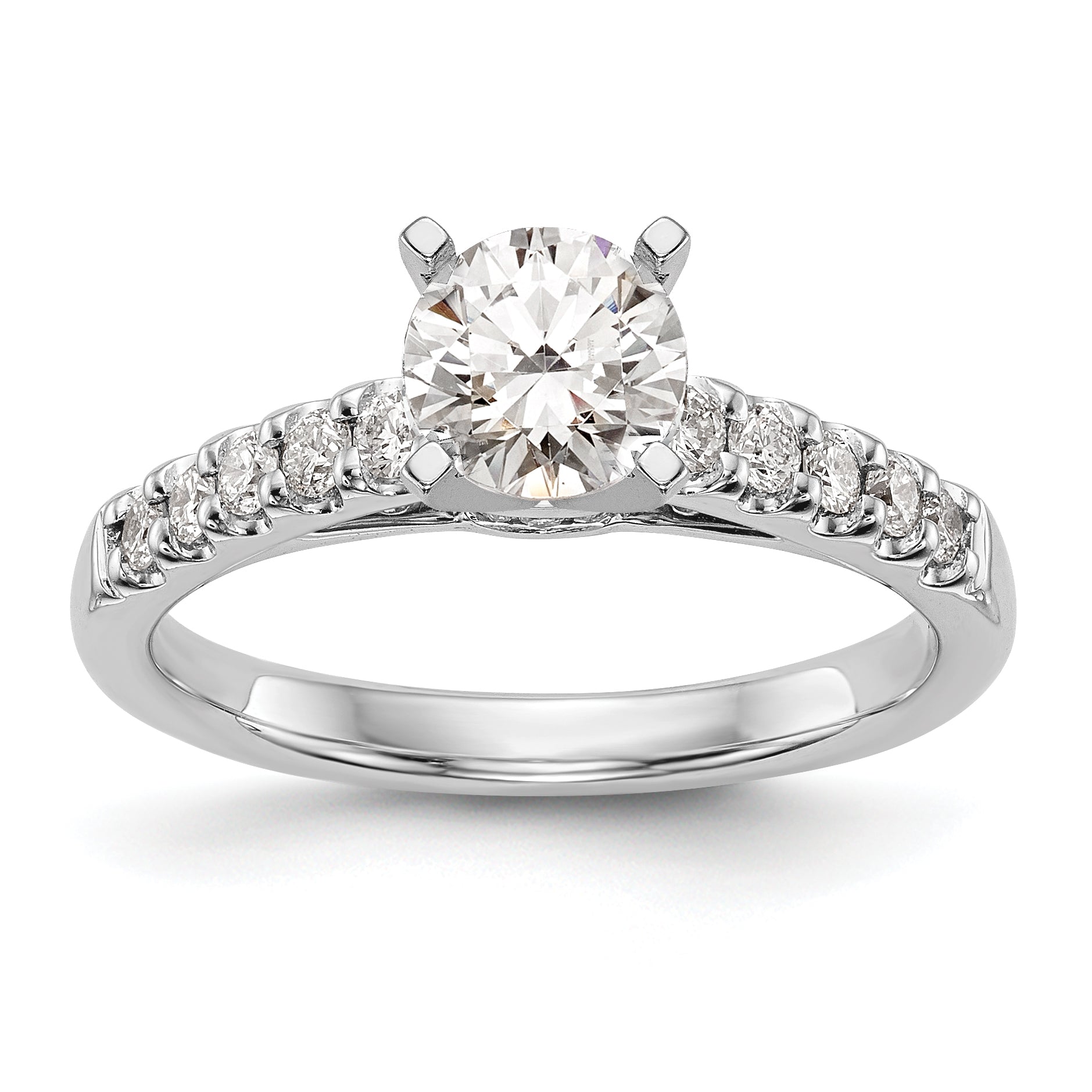 0.33ct. CZ Solid Real 14K White Gold Peg Set Engagement Ring