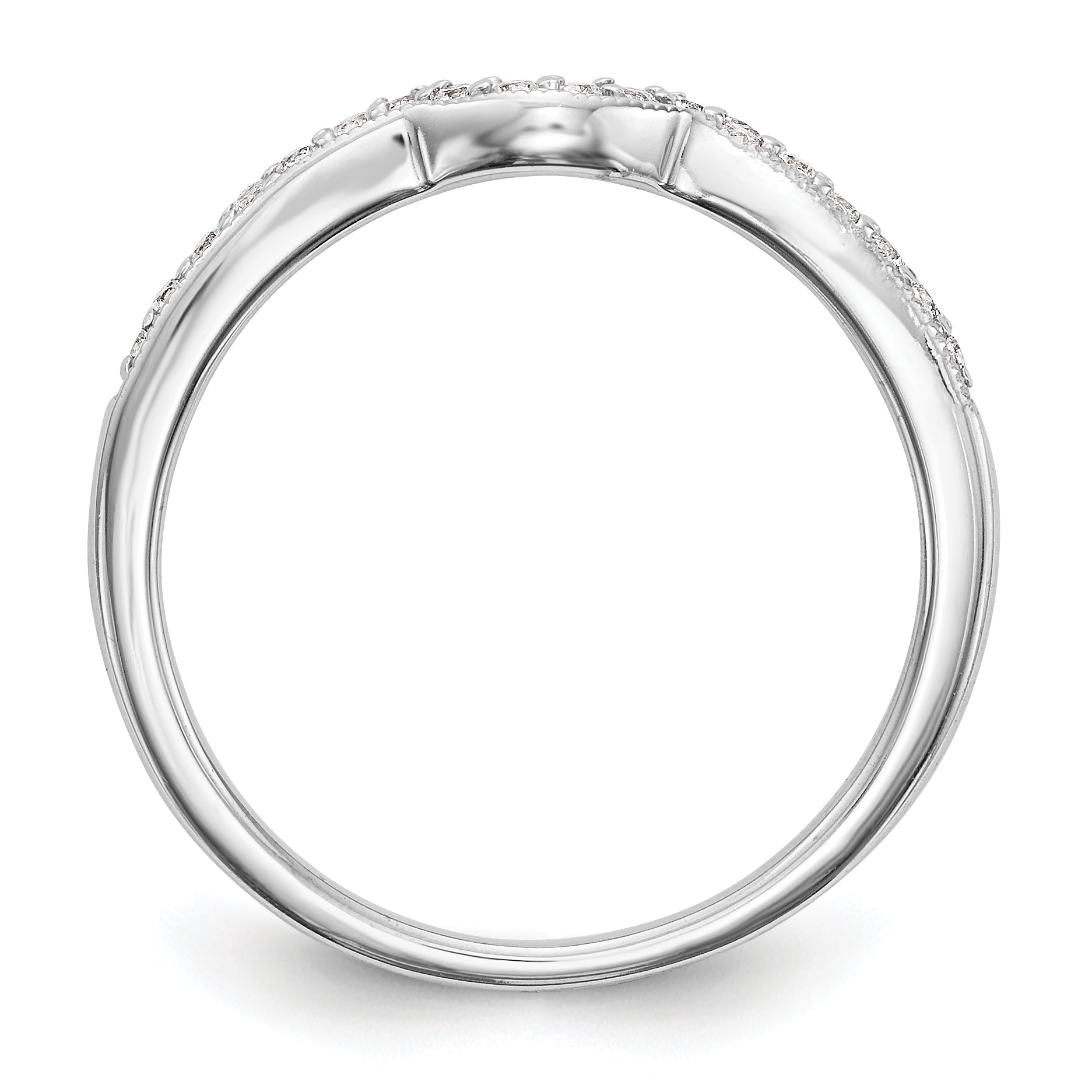 0.14ct. CZ Solid Real 14k White Gold Wedding Wedding Band Ring
