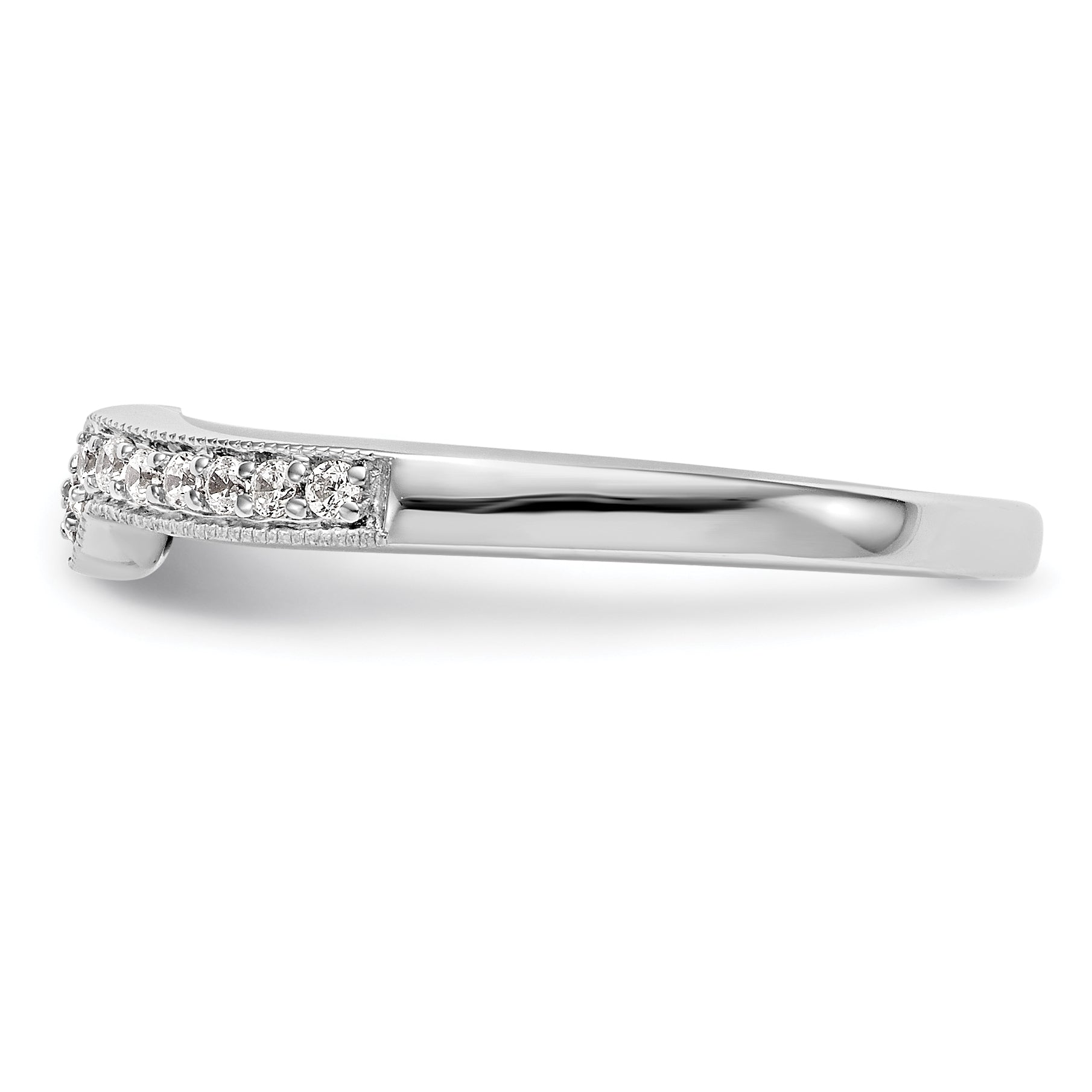 0.14ct. CZ Solid Real 14k White Gold Wedding Wedding Band Ring