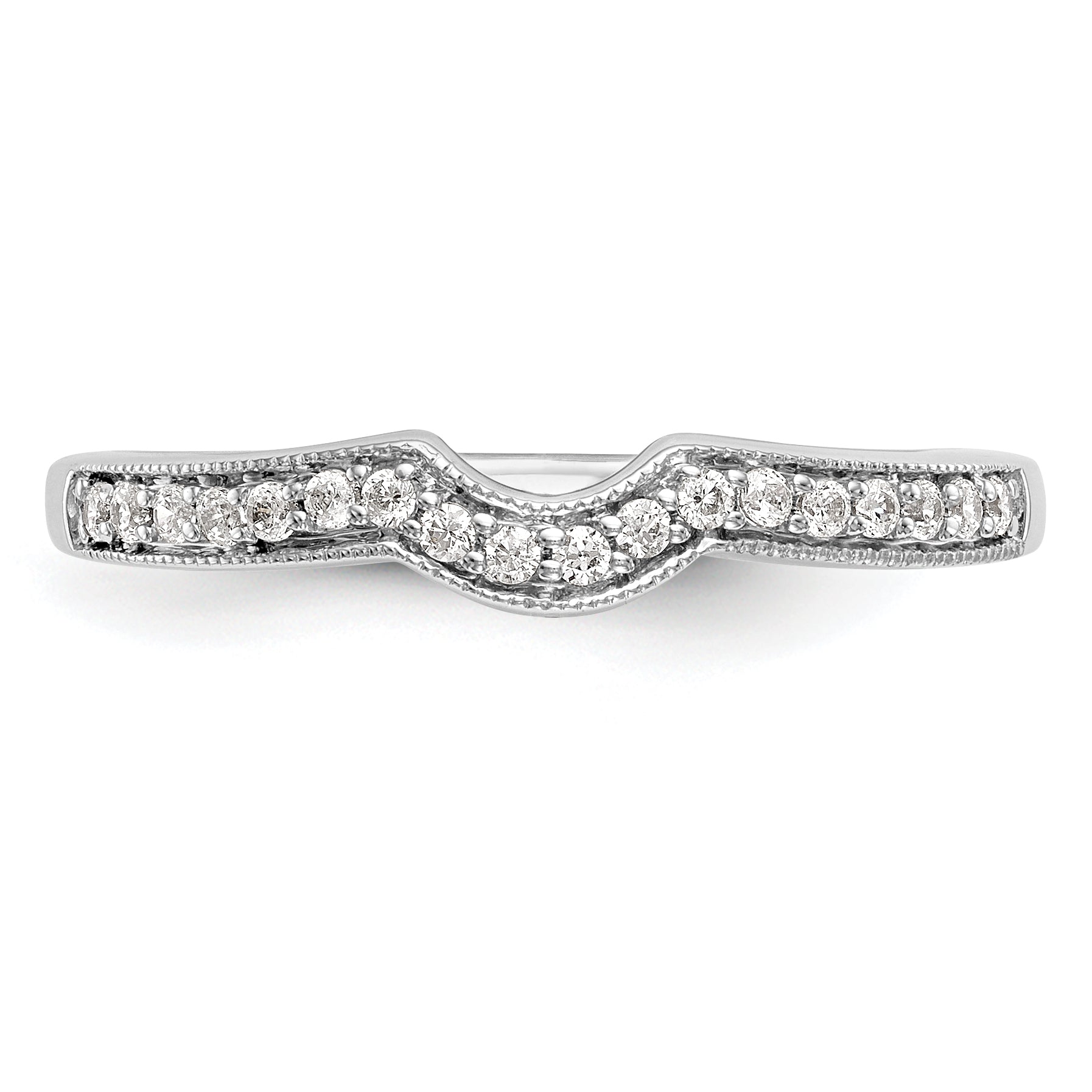 0.14ct. CZ Solid Real 14k White Gold Wedding Wedding Band Ring