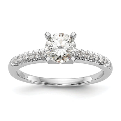 0.12ct. CZ Solid Real 14K White Gold Peg Set Engagement Ring