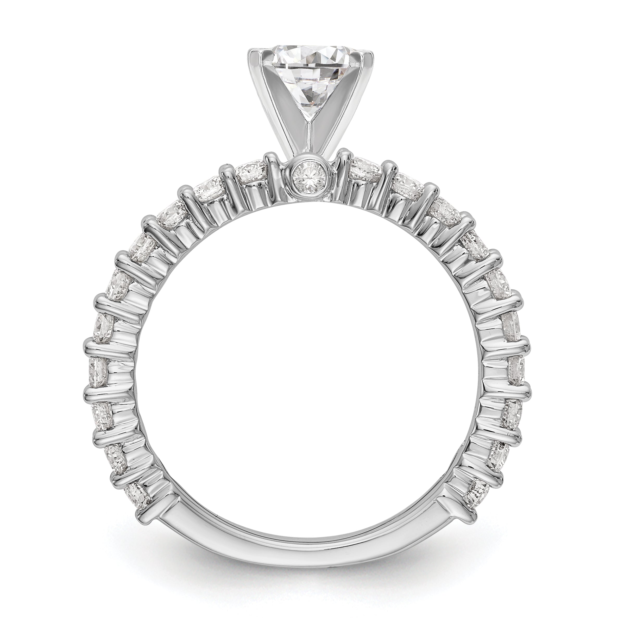 0.78ct. CZ Solid Real 14K White Gold Peg Set Engagement Ring