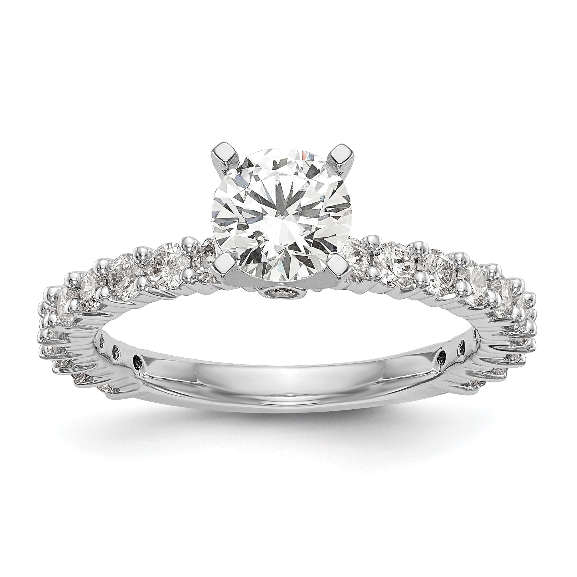 0.78ct. CZ Solid Real 14K White Gold Peg Set Engagement Ring