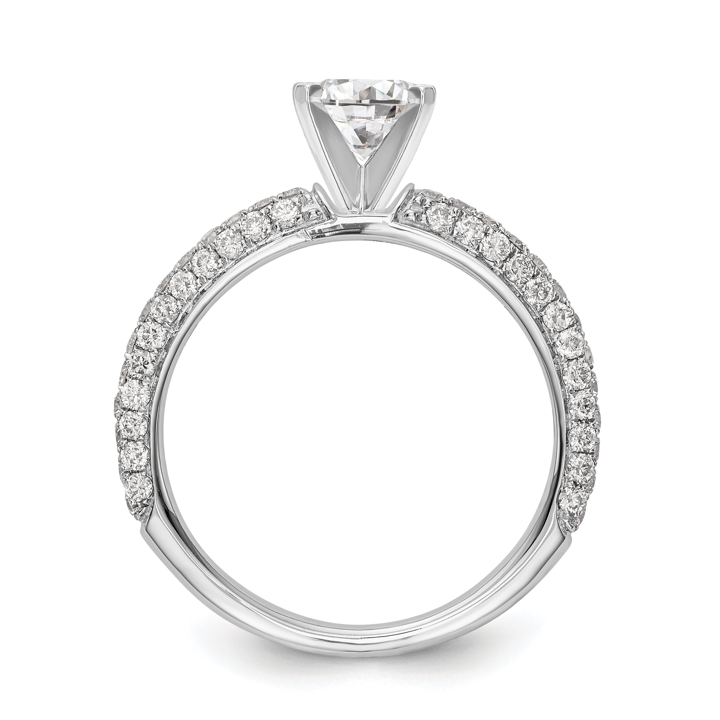 0.78ct. CZ Solid Real 14K White Gold Peg Set Engagement Ring