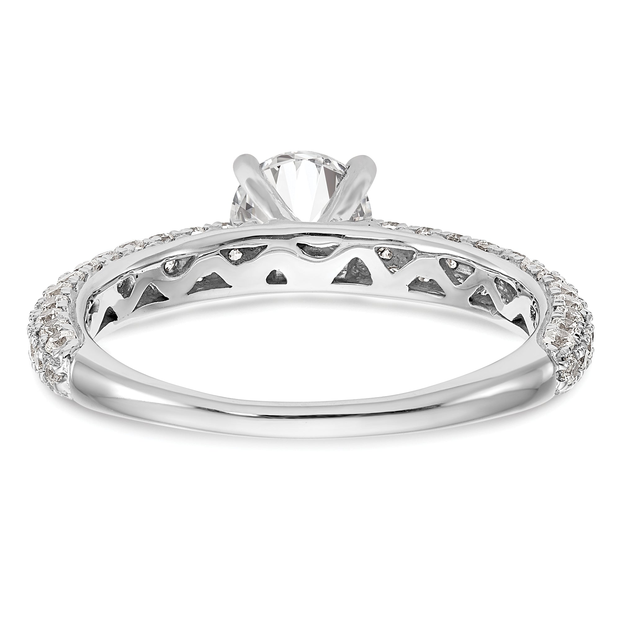 0.78ct. CZ Solid Real 14K White Gold Peg Set Engagement Ring