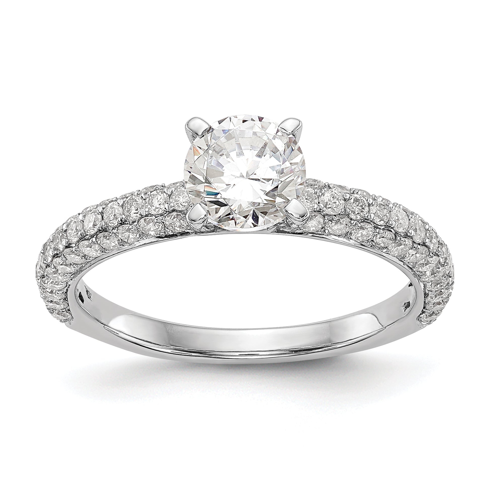 0.78ct. CZ Solid Real 14K White Gold Peg Set Engagement Ring