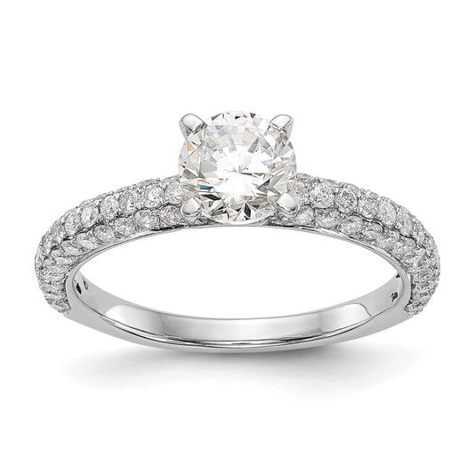 0.78ct. CZ Solid Real 14K White Gold Peg Set Engagement Ring