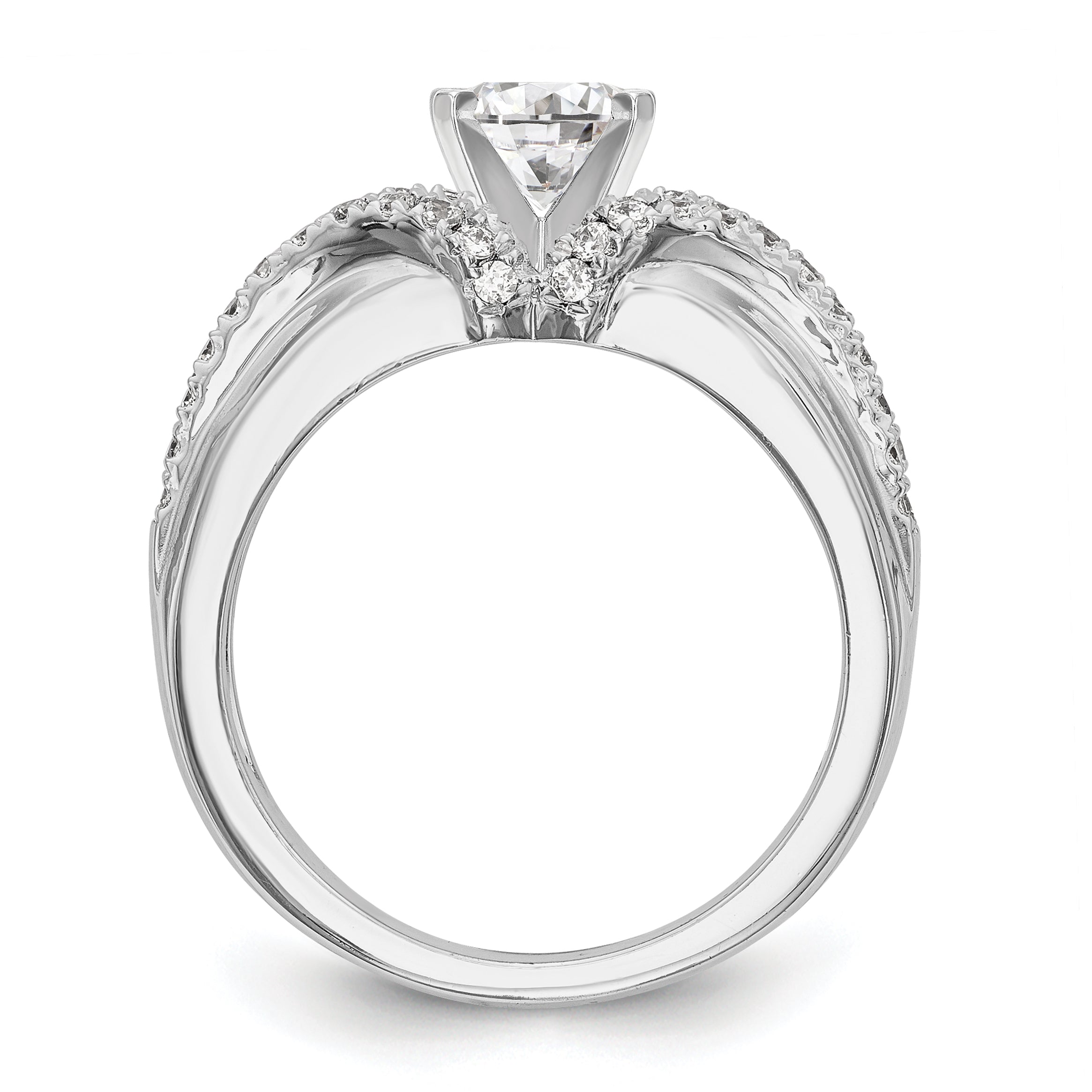 0.44ct. CZ Solid Real 14K White Gold Peg Set Engagement Ring