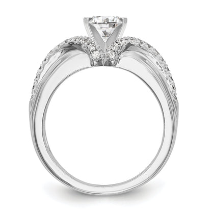 0.44ct. CZ Solid Real 14K White Gold Peg Set Engagement Ring