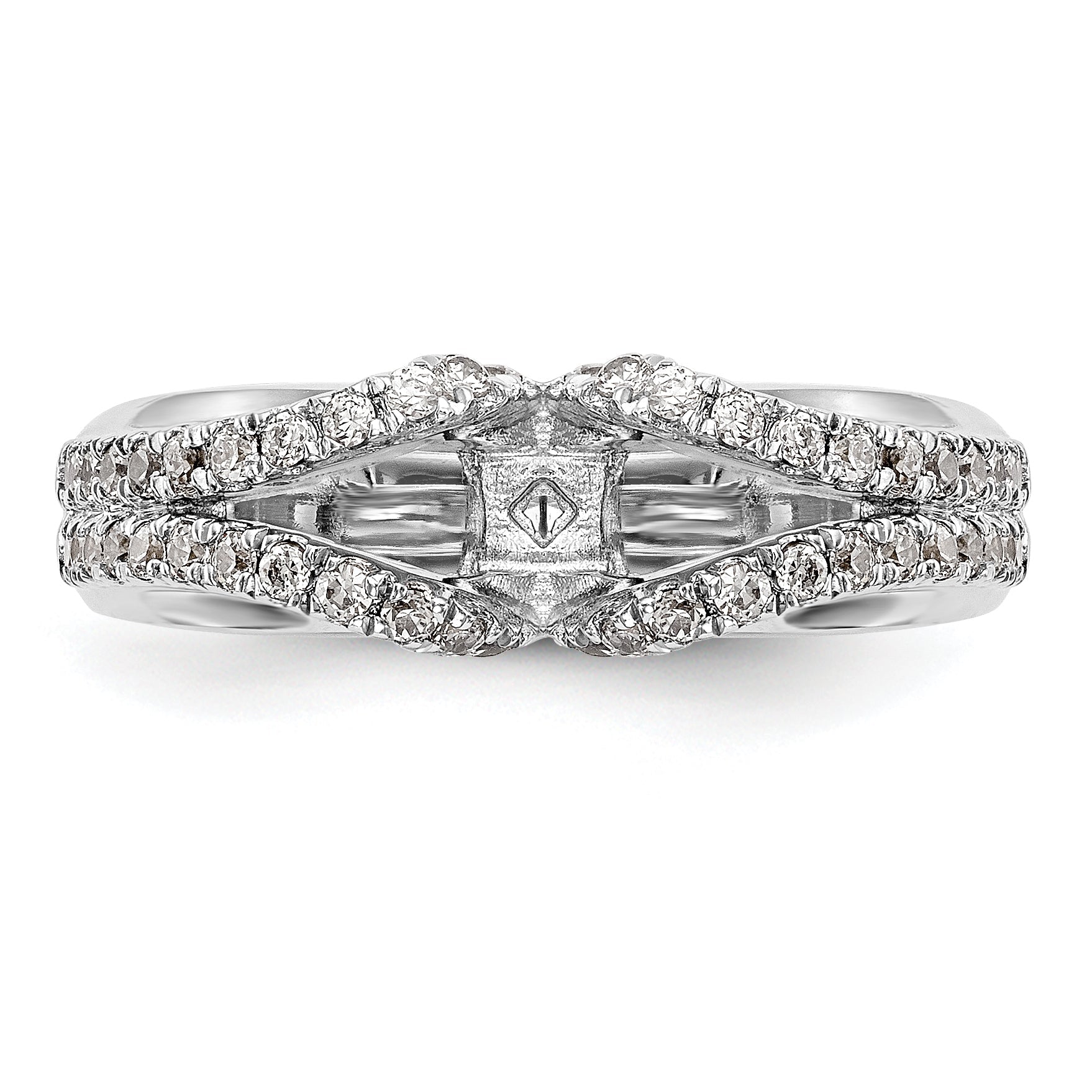 0.44ct. CZ Solid Real 14K White Gold Peg Set Engagement Ring