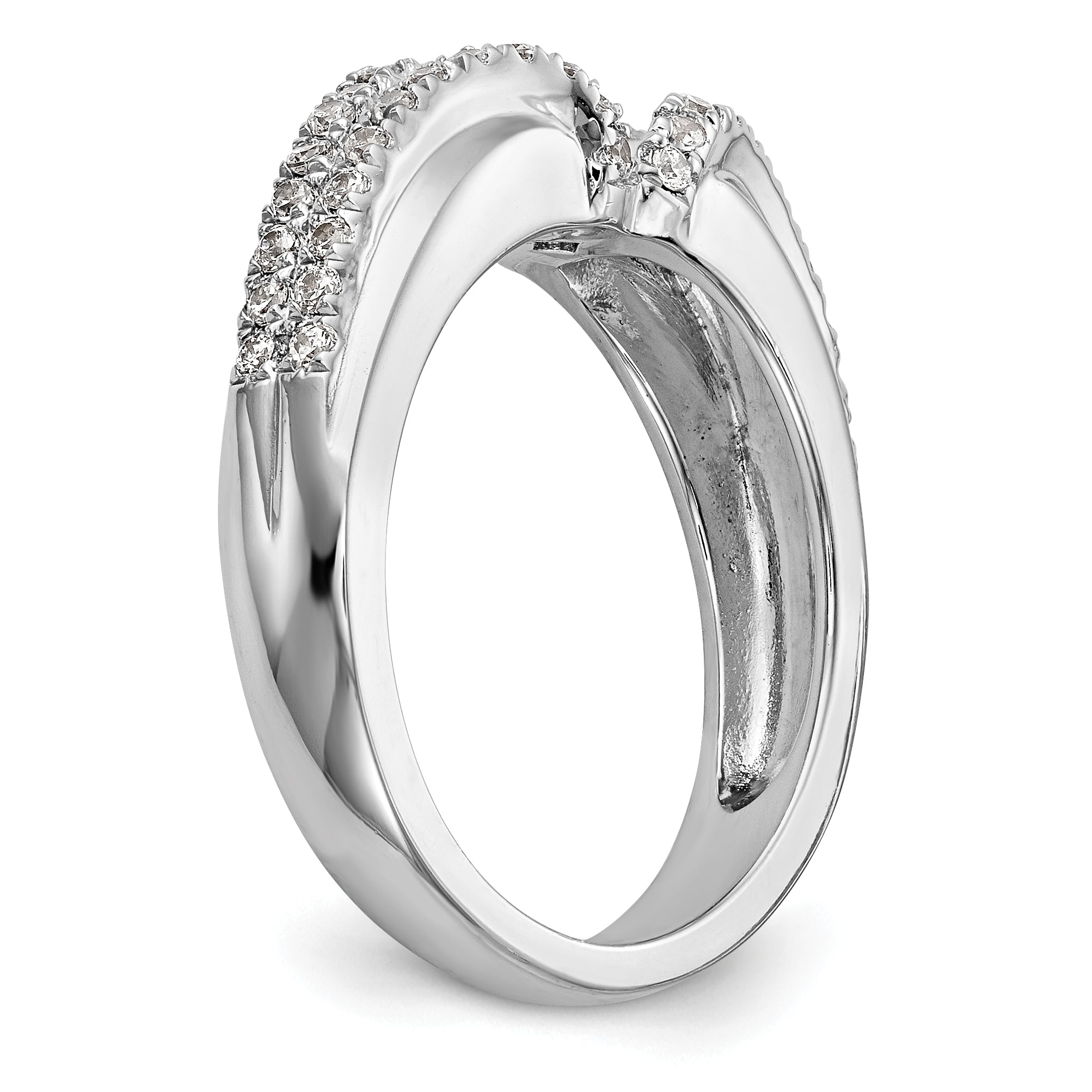 0.44ct. CZ Solid Real 14K White Gold Peg Set Engagement Ring