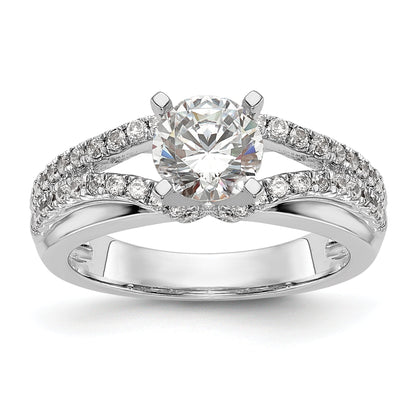 0.44ct. CZ Solid Real 14K White Gold Peg Set Engagement Ring