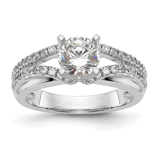 0.44ct. CZ Solid Real 14K White Gold Peg Set Engagement Ring