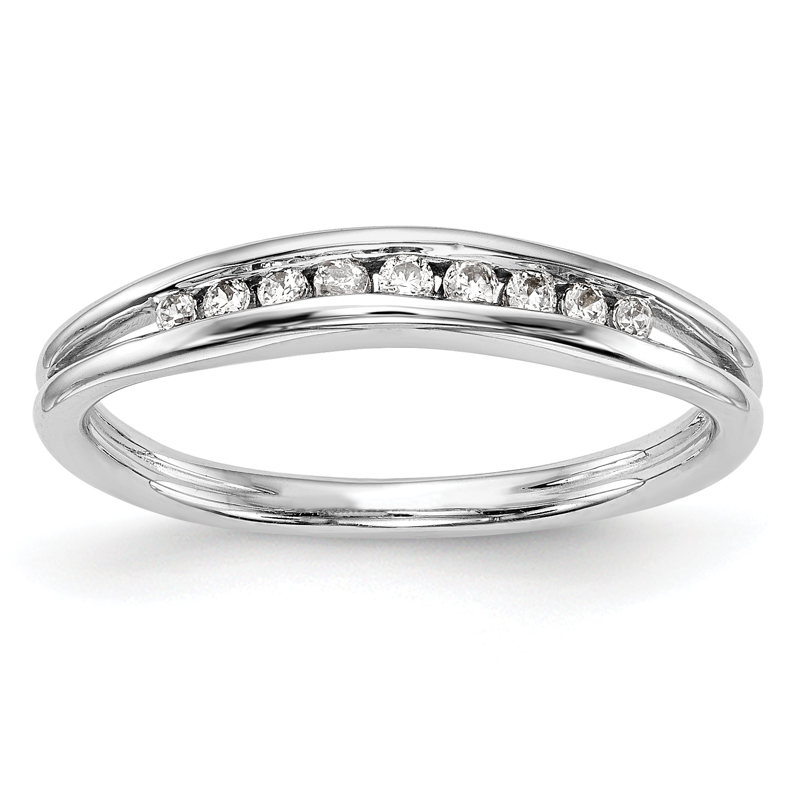 0.14ct. CZ Solid Real 14k White Gold Wedding Wedding Band Ring