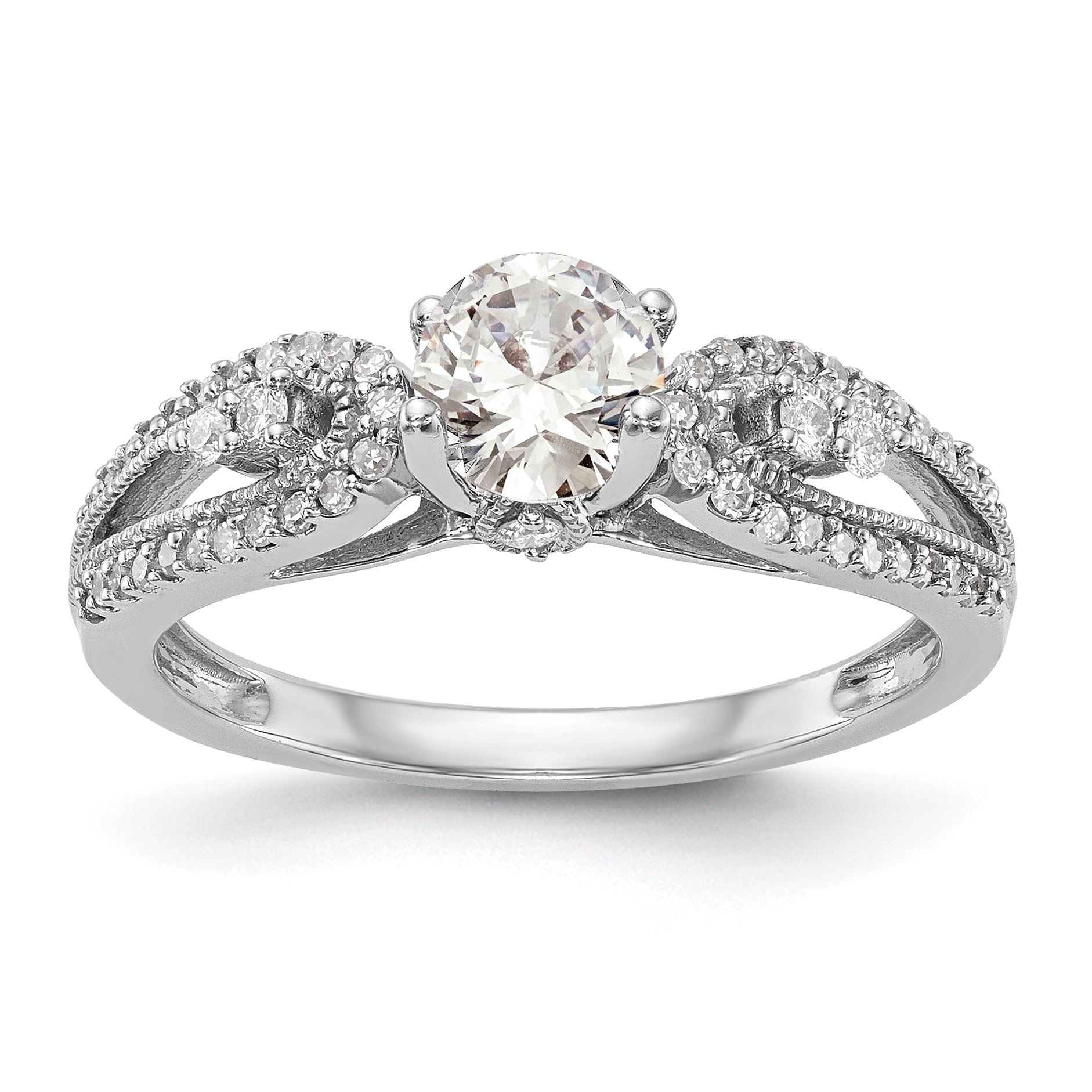 0.25ct. CZ Solid Real 14K White Gold Engagement Ring
