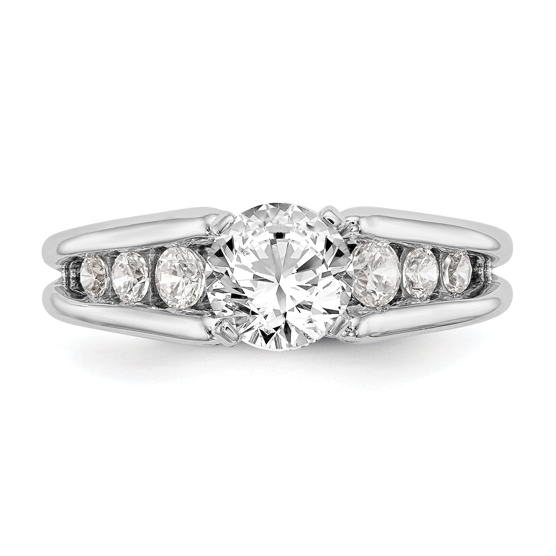 0.48ct. CZ Solid Real 14K White Gold Peg Set Engagement Ring