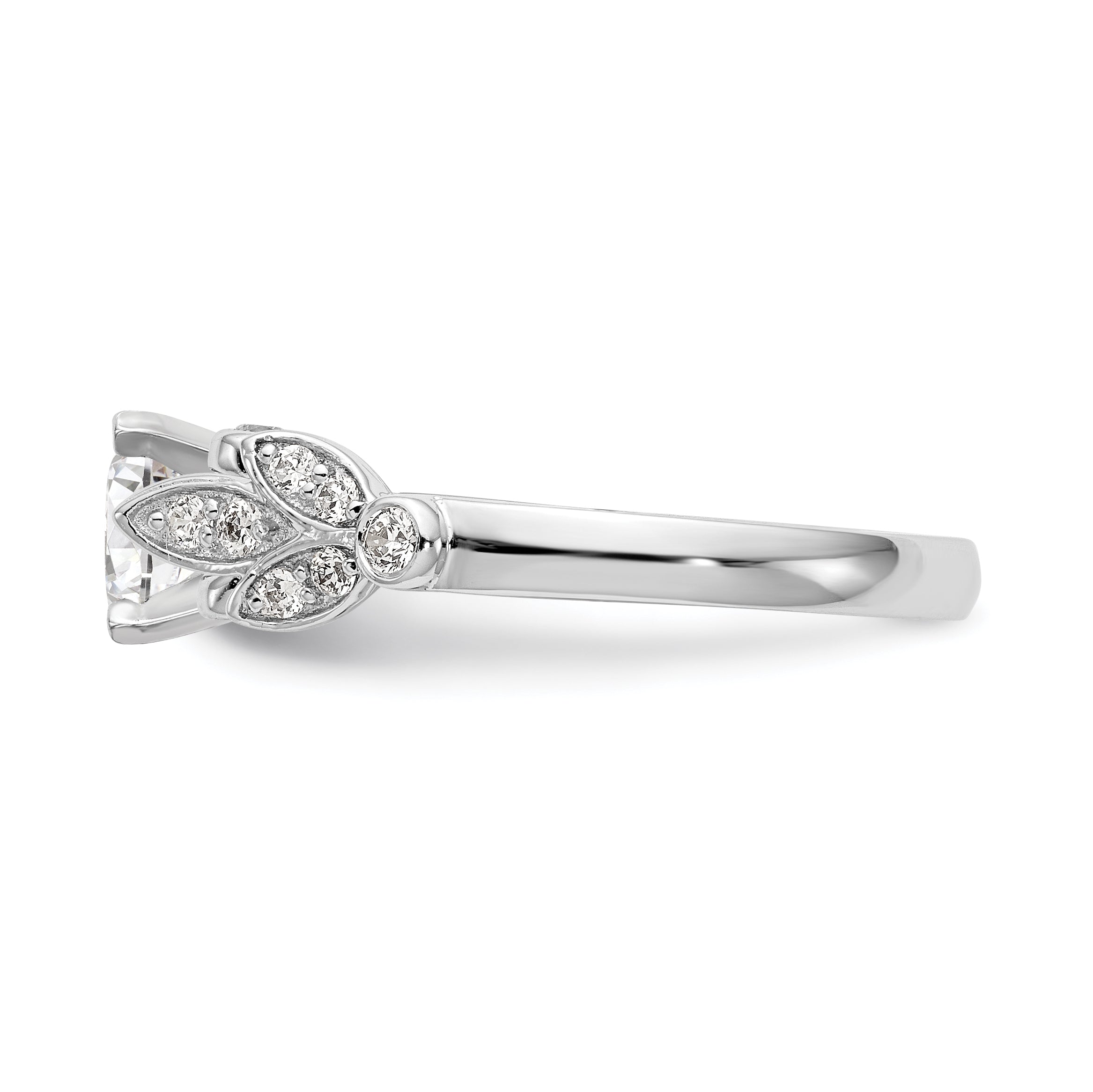 0.29ct. CZ Solid Real 14K White Gold Peg Set Engagement Ring