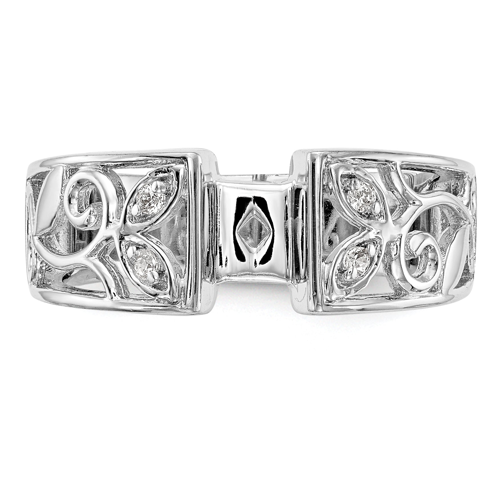 0.04ct. CZ Solid Real 14K White Gold Peg Set Engagement Ring