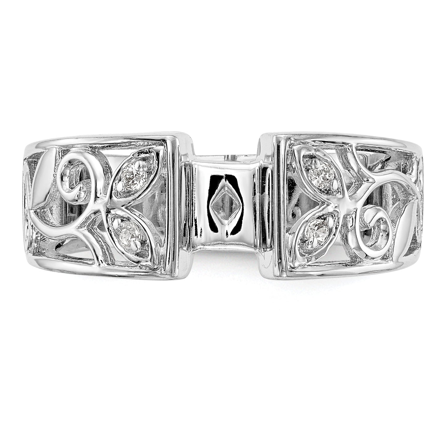 0.04ct. CZ Solid Real 14K White Gold Peg Set Engagement Ring