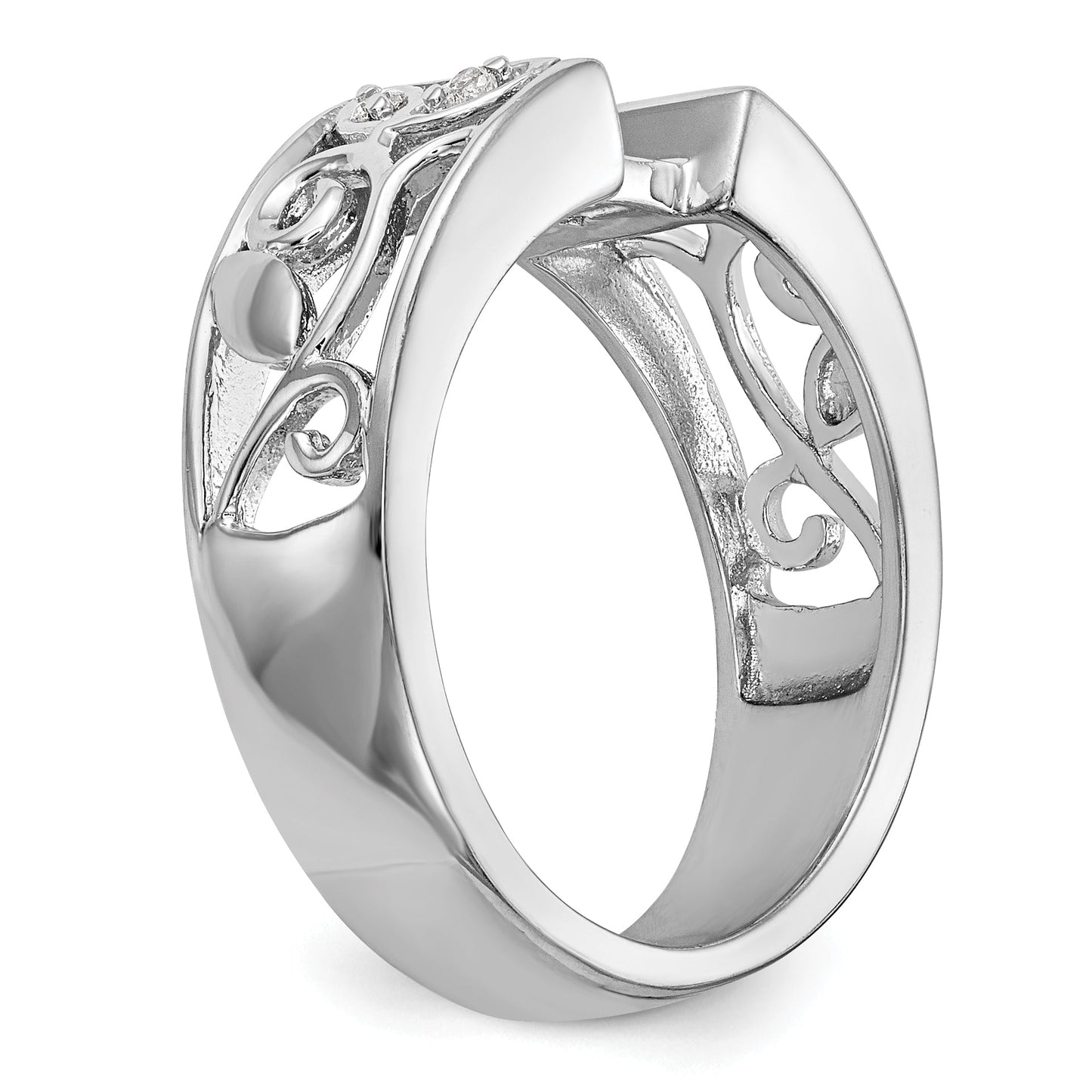 0.04ct. CZ Solid Real 14K White Gold Peg Set Engagement Ring