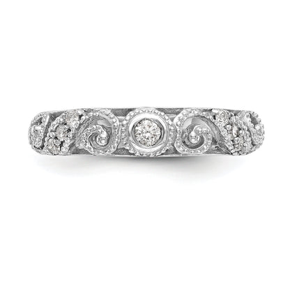 0.14ct. CZ Solid Real 14k White Gold Wedding Wedding Band Ring