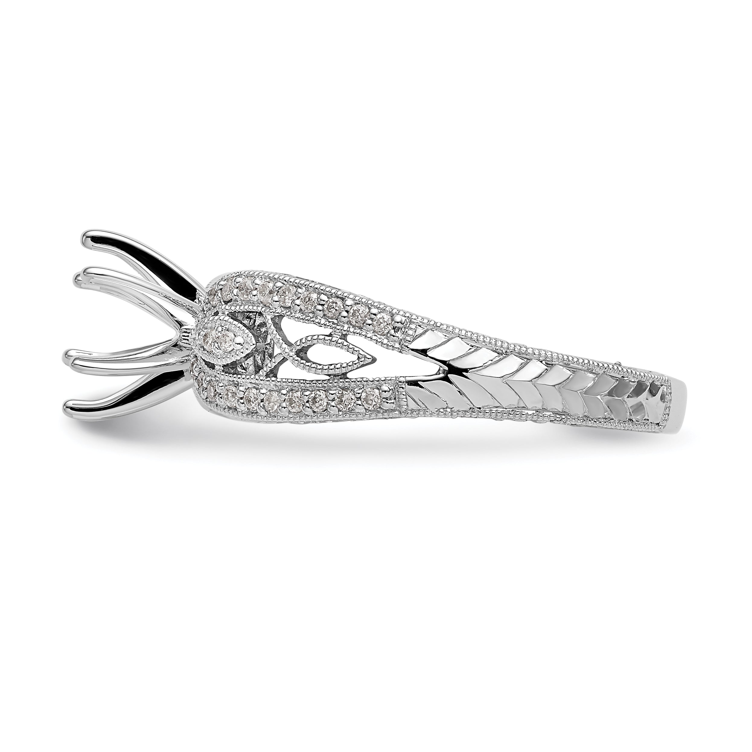 0.21ct. CZ Solid Real 14K White Gold Peg Set Engagement Ring
