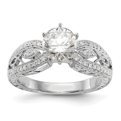 0.21ct. CZ Solid Real 14K White Gold Peg Set Engagement Ring